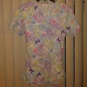 Colorful Butterfly scrub top